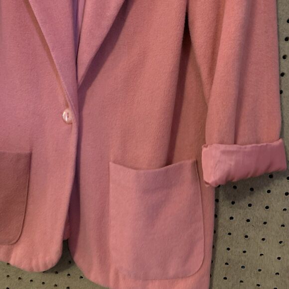 Vintage Blazer Jacket Academia Preppy Old Money Peach Pink Wool Blend Medium - Picture 2 of 6